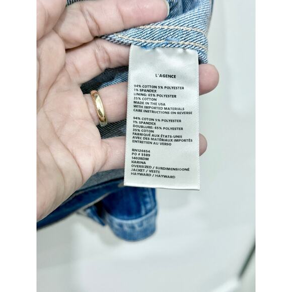 NWT L'Agence Karina Oversized Tucker Jacket Hayward Denim Blue Women's Size XS/S - Picture 6 of 6